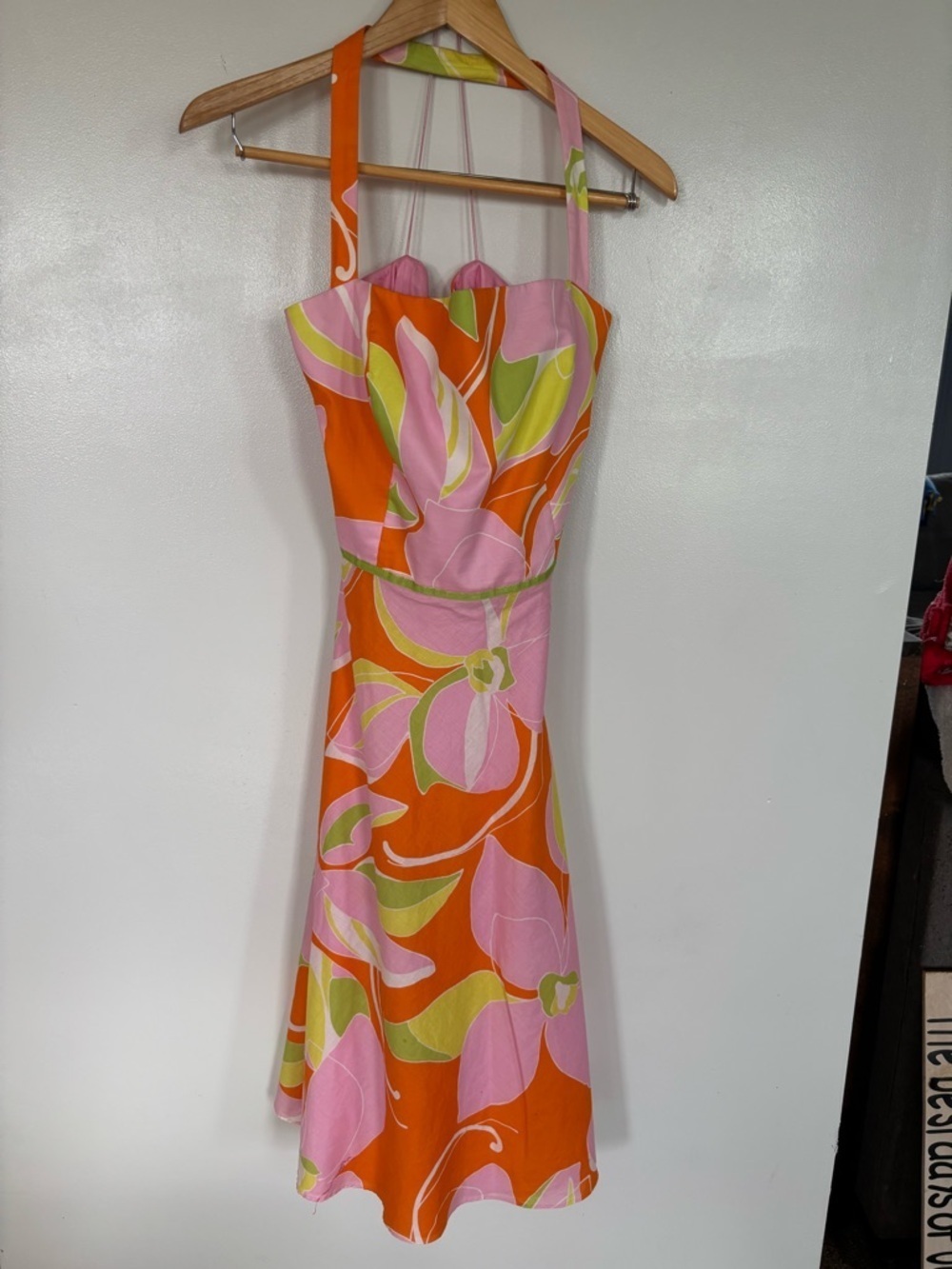 Maggy LondVintage Floral Cotton Dress  1990s Cotton Sleeveless Halter Sundress